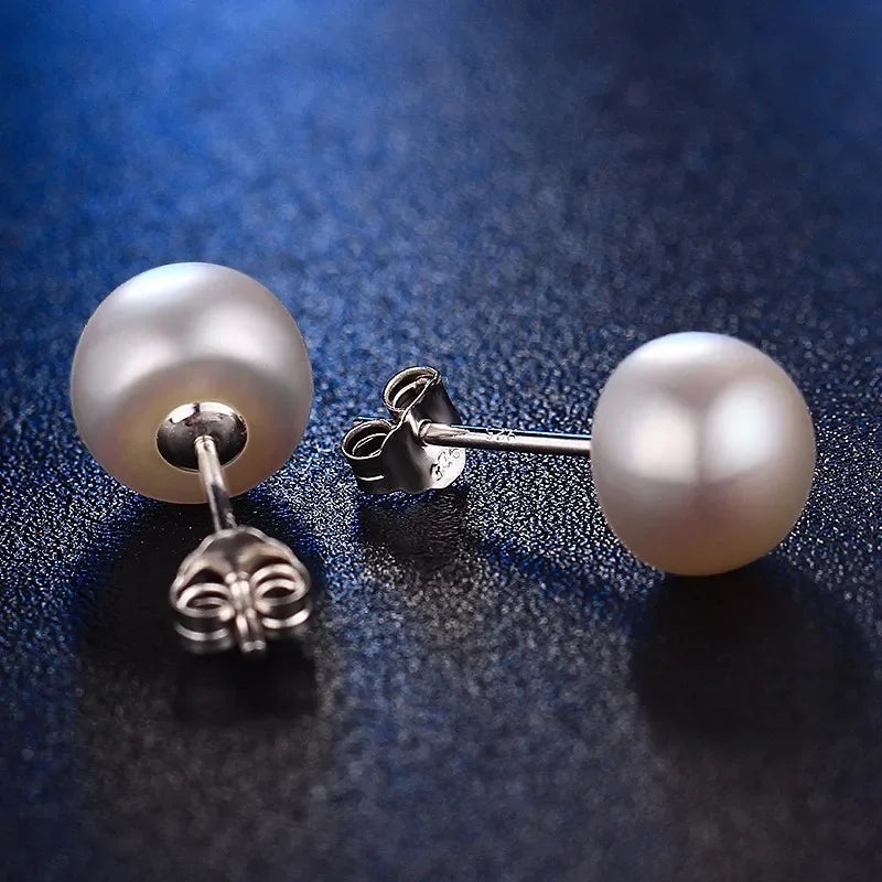 HENGSHENG Freshwater White Pearl Earrings Fashion Jewelry Silver Stud Earrings for Women Super Deal