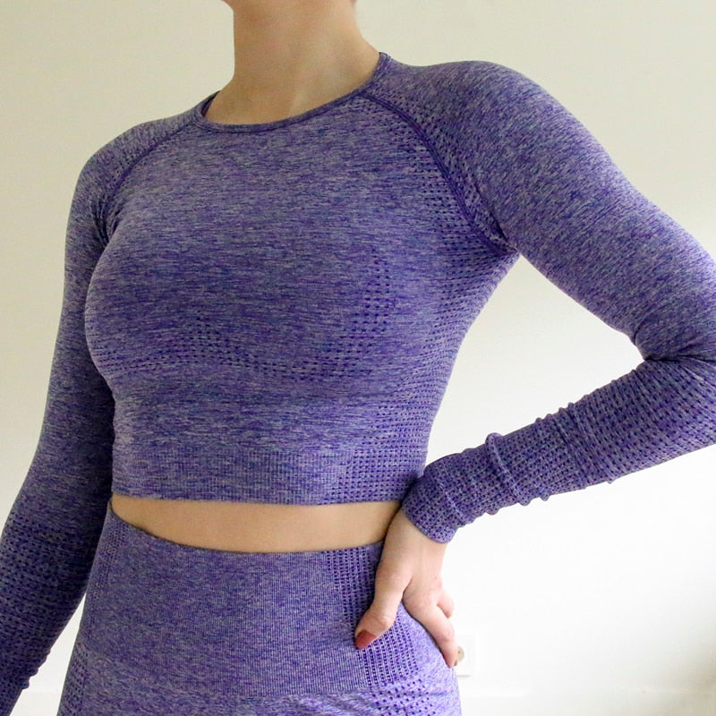 Nepoagym Women Vital Seamless Long Sleeve Crop Top Gym Crop Top Yoga Top Workout Shirts