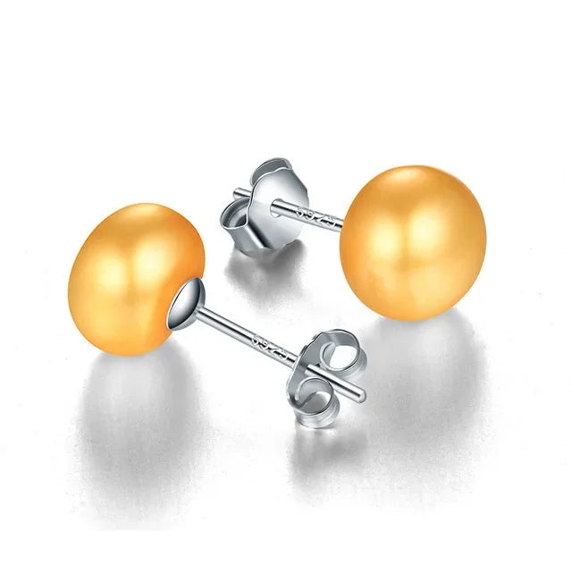 HENGSHENG Freshwater White Pearl Earrings Fashion Jewelry Silver Stud Earrings for Women Super Deal