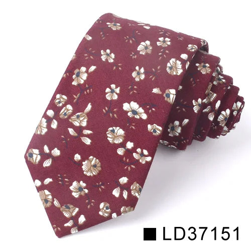 New Floral Tie for Men Women Skinny Cotton Neck Tie for Wedding Casual Mens Neckties Classic Suits Flower Print Neck Ties Cravat