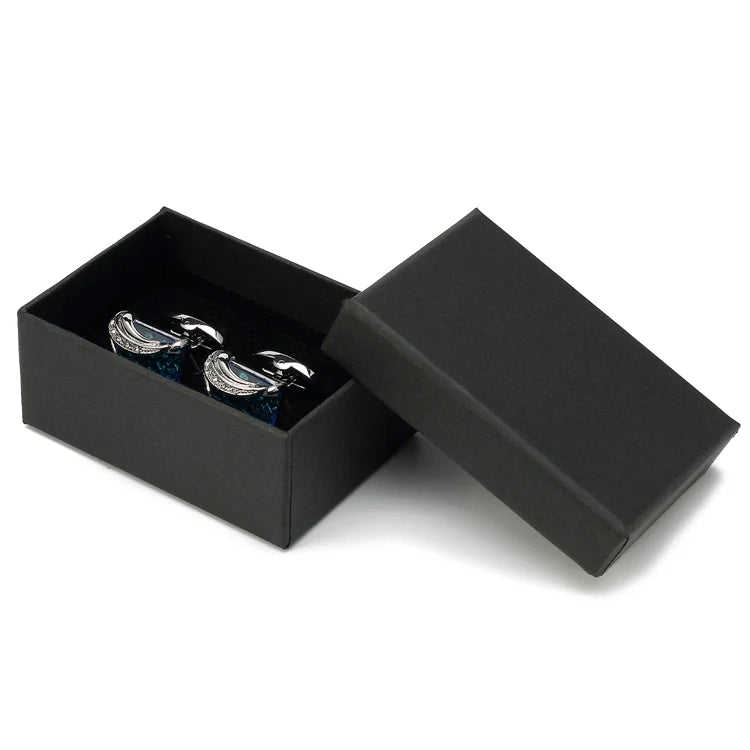 Low-Key Luxury Blue Glass Cufflinks for Mens Lepton Brand High Quality Square Crystal Cufflinks Shirt Cuff Links Relojes Gemelos