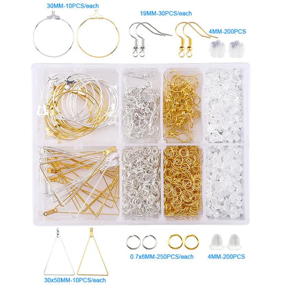Jewelry Findings Tool Set Open Jump Ring/Lobster Clasp/Tail Chain/Clip Buckle/Drop Kit/Earring Hooks/ for DIY Jewelry Making