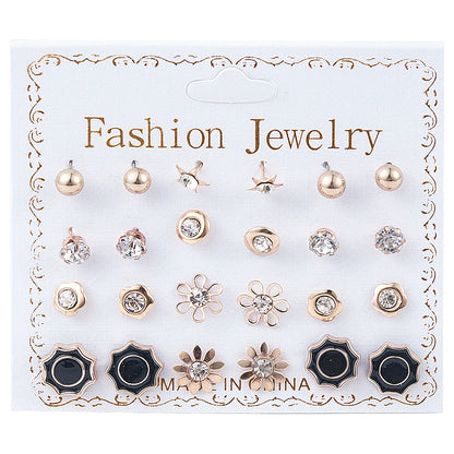 Crystal Simulated Pearl Earrings Set Women Jewelry Accessories Piercing Ball Stud Earring Kit Bijouteria Brincos