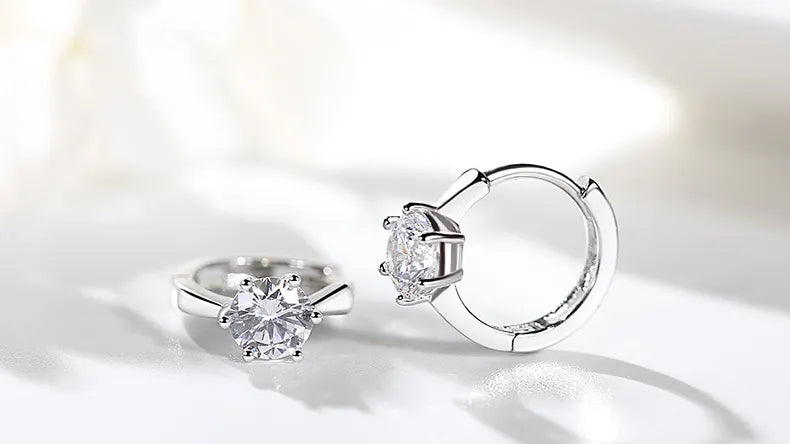 ZHOUYANG Stud Earrings for Women Classic Six Claw Clear AAA+Cubic Zirconia Rose Gold Color Fashion Jewelry for Girls KAE094