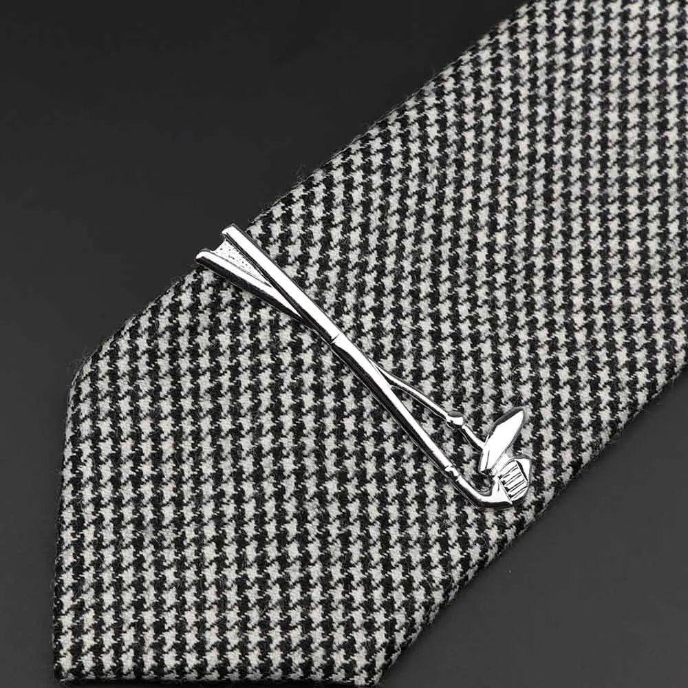 1 Piece Chrome Stainless Glasses Car Airplane Fork Spoon Shape Metal Tie Clip for Men Necktie Clips Pin for Mens