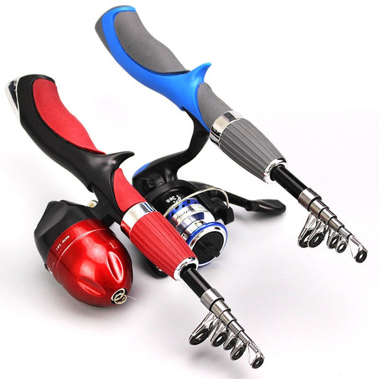 Carbon Fiber Rod Superhard Boat Ice Fly Lure Fishing Rod With High Quality Fishing Reel Fishing Tackle Set De Pesca 1.4m Length