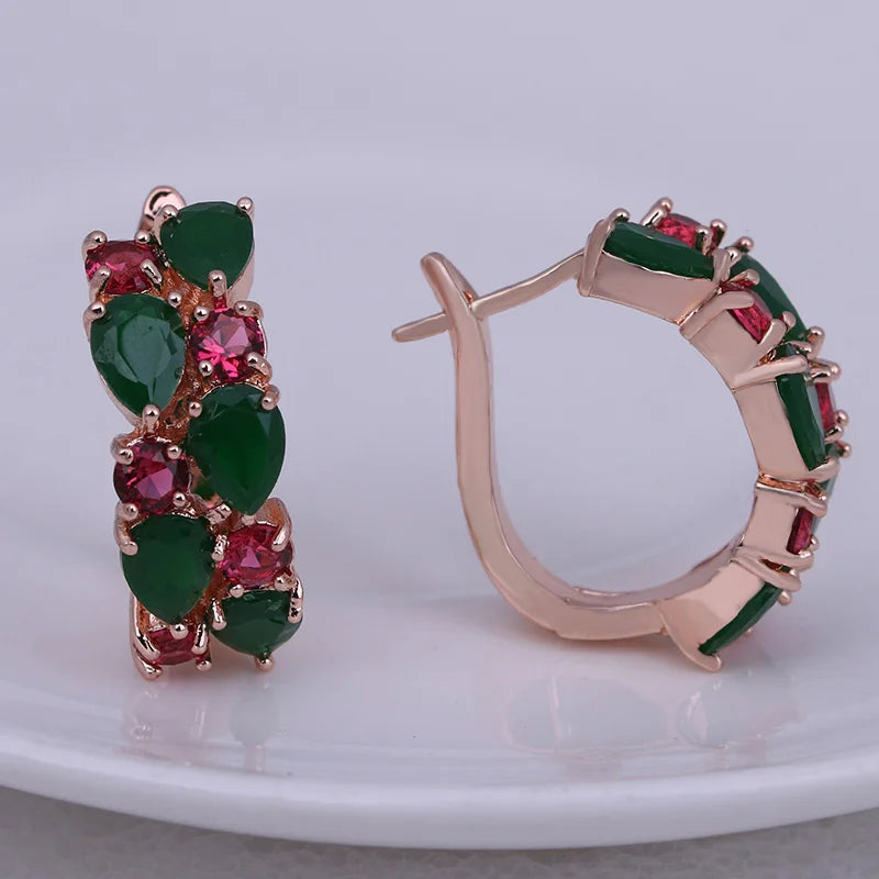 LXOEN 2022 Classic Semi-Precious Stone Stud Earrings for Women Silver Color Round Studs Ear Jewelry Brinco Bijoux