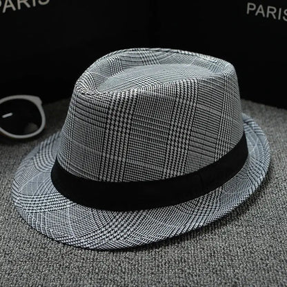 2018 England Retro Men's Fedoras Top Jazz Plaid Hat Spring Summer Autumn Bowler Hats Cap Classic Version Chapeau Hats