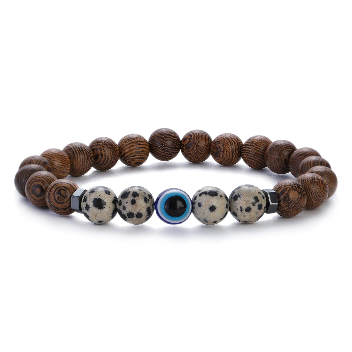 8mm New Natural Wood Beads Bracelets Men Black Ethinc Meditation White Bracelet Women Prayer Jewelry Yoga Bracelet Homme