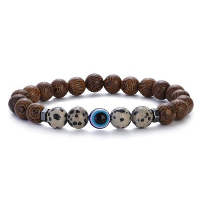 8mm New Natural Wood Beads Bracelets Men Black Ethinc Meditation White Bracelet Women Prayer Jewelry Yoga Bracelet Homme