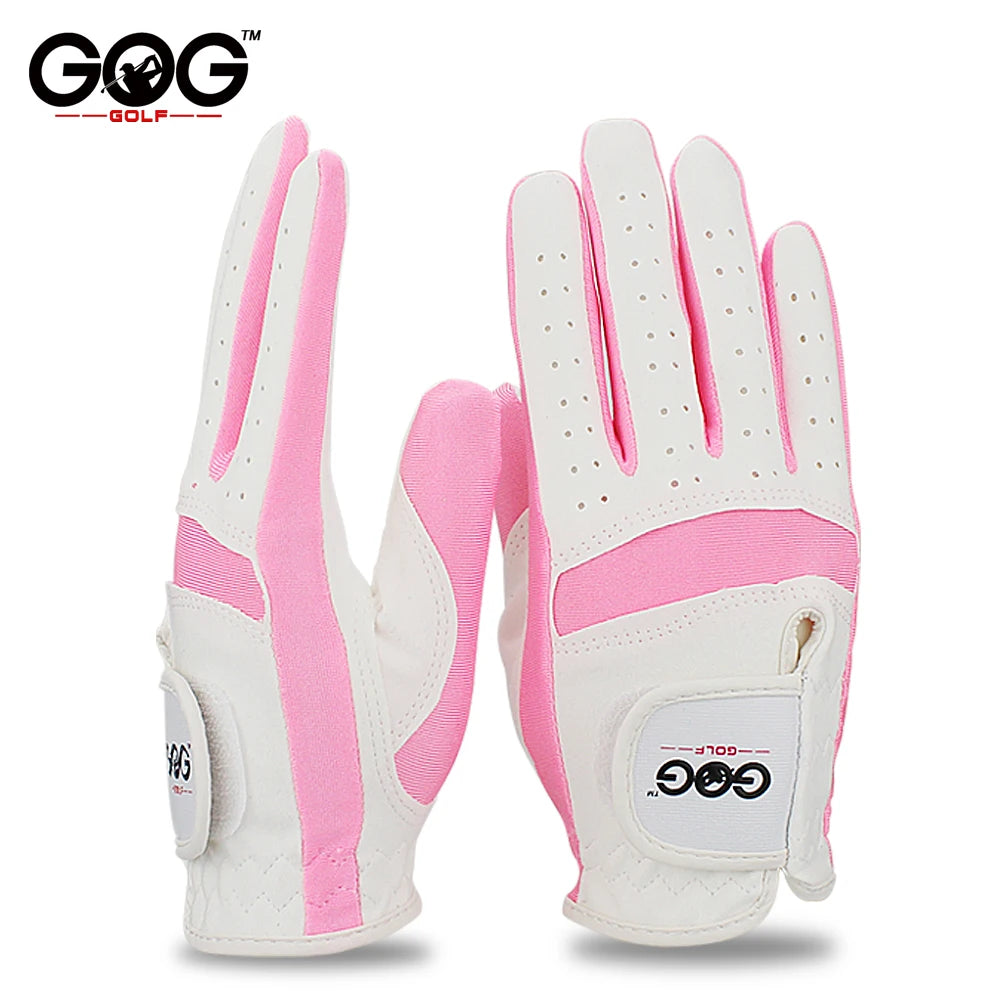 1 Pair Golf Gloves for Kids Left Hand Right Hand Glove Breathable Soft Fabric Blue Pink Child Golf Glove