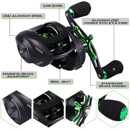 Sougayilang 4Section M Power Carbon Fiber Baitcsting Rod Full Kit  Casting Reel Set 100M Fishing Line Lures Hooks Jig Head Pesca