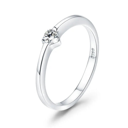 Bamoer 925 Sterling Silver Luminous Finger Ring Simple Heart Wedding Rings for Women Wedding Engagement Jewelry SCR450