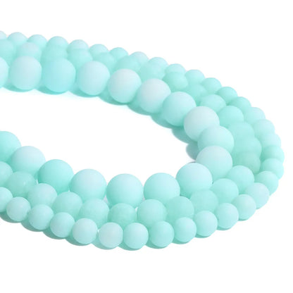 6 8 10 12 Mm Frosted Blue River Amazonite Matte Beads Natural Stones Round Loose Beads for Jewelry Making Bracelet Necklace Diy