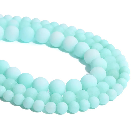6 8 10 12 Mm Frosted Blue River Amazonite Matte Beads Natural Stones Round Loose Beads for Jewelry Making Bracelet Necklace Diy
