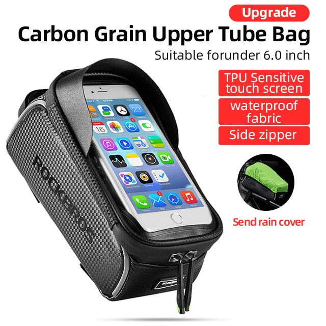 ROCKBROS Bike Bag Front Phone Bicycle Bag for Bicycle Tube Waterproof Touch Screen Saddle Package for 6.5Inch Bike Accessories