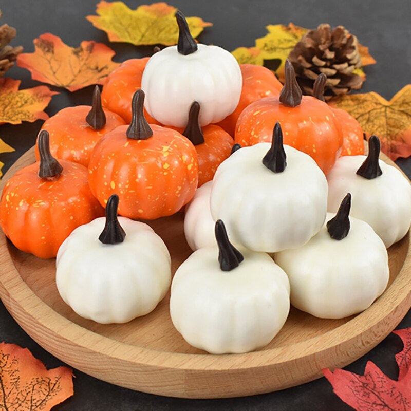 12pcs Mini Artificial Halloween Pumpkin Decor Simulation Vegetable DIY Craft Halloween Home Party Decoration Farmhouse Harvest