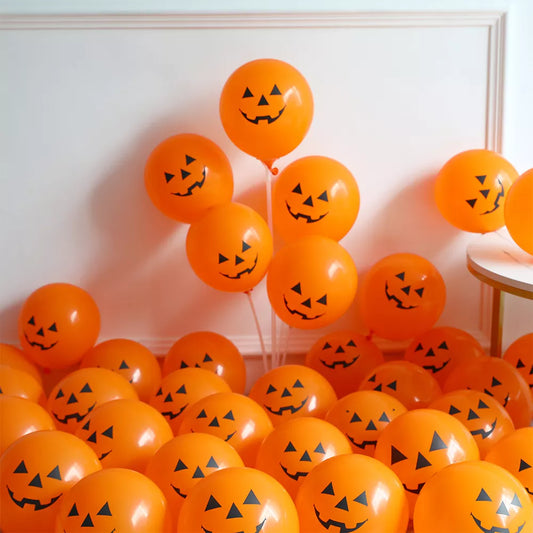 10pcs Halloween Pumpkin Latex Balloons Skeleton Bat Black Cat Ghost Helium Balloon Halloween Party Home Decoration Kids Toys