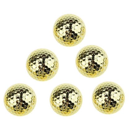 CRESTGOLF 6 Pcs Two Layer Golden Golf Balls Golf Practice Balls Training Two Pieces Balls