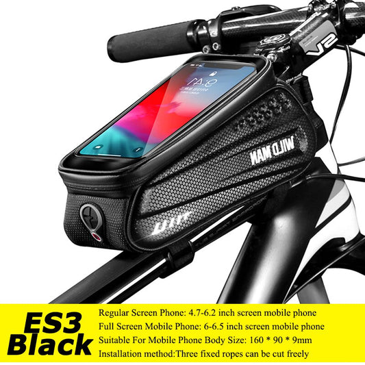 WILD MAN Hard Shell Bicycle Bag 6.2" Reflective Rainproof Touch Screen Phone Case Bag Bike Top Tube Bag Cycling Accessories
