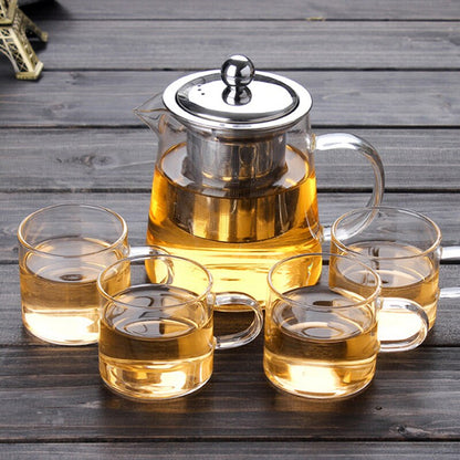 5Sizes Good Clear Borosilicate Glass Teapot With 304 Stainless Steel Infuser Strainer Heat Coffee Tea Pot Tool Kettle Set