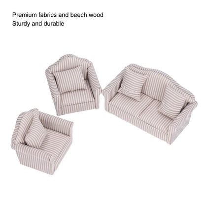 1/12 Miniature Sofa Simulation Dollhouse Sofa Living Room Furniture Children Doll House DIY Pretend Play Role Toys