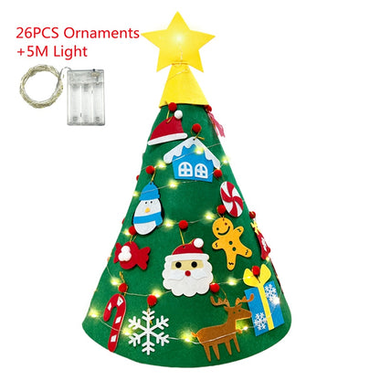 DIY Felt Christmas Tree Christmas Decoration for Home Navidad 2022 New Year Christmas Ornaments Santa Claus Xmas Kids