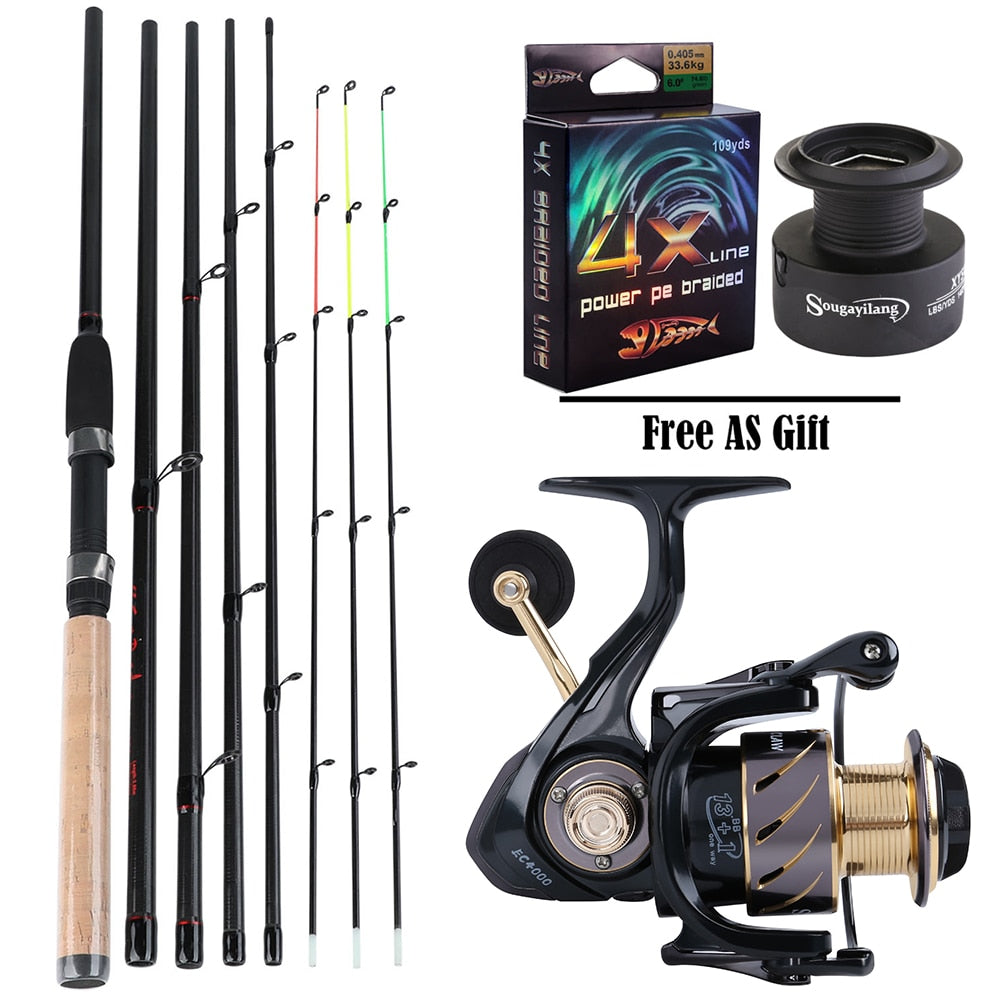 Sougayilang 3.0M Feeder High Carbon Rod Sets With 13+1BB Spinning Reel  Fishing Rod Combon Feeder Rod Combos Pesca