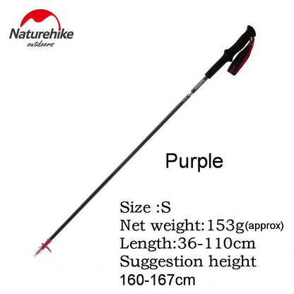 Naturehike Carbon Fiber 4 Section Ultralight Trekking Poles Tungsten Steel Walking Stick Trail Running Hiking Alpenstock