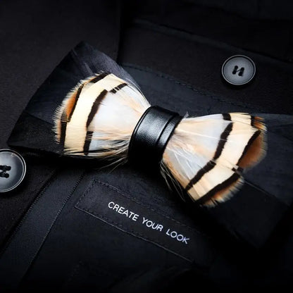 RBOCOTT Feather Bow Ties Men's Luxury Bowtie With Box Fashion Peacock Feather Bow Ties for Men Business Party Wedding