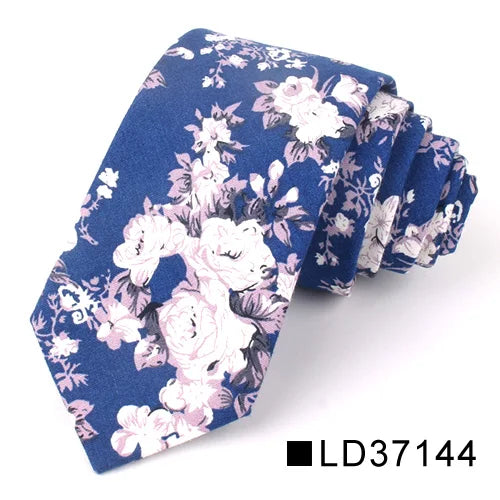 New Floral Tie for Men Women Skinny Cotton Neck Tie for Wedding Casual Mens Neckties Classic Suits Flower Print Neck Ties Cravat