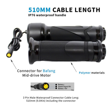 Electric Bike Scooter Twist Throttle Speed Control Handle Thumb Throttle 24v/36v/48v/60v/72v Electric Bicycle Accessories 160CM