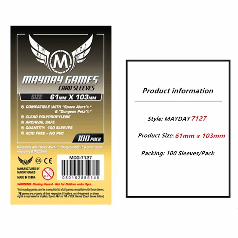 100 Sleeves Board Games MAYDAY Card Game Sleeve Protector Protective Clear Cards Sleeves