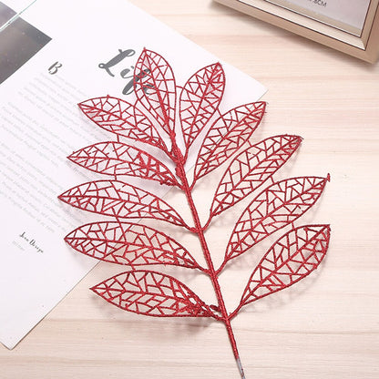 DIY Xmas Tree Garland Hanging Decor Christmas Tree Decor Christmas Hollow Christmas Glitter Tree Branches Simulated Leaves