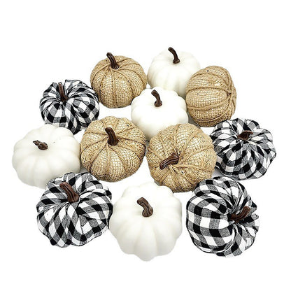 7pcs Artificial Pumpkin Mold White Yellow Halloween Thanksgiving Autumn Harvest Pumpkin Props for Home Halloween Decoration
