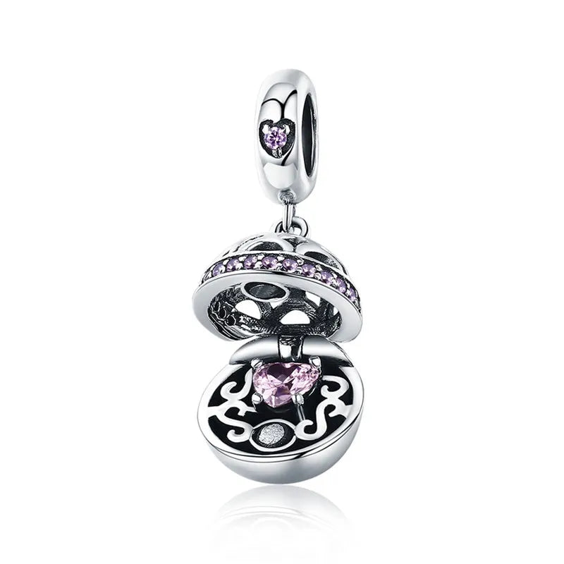BAMOER Authentic 925 Sterling Silver Dangle Ball Charm Pendant Fit Women Charm Bracelet & Necklaces Jewelry SCC689