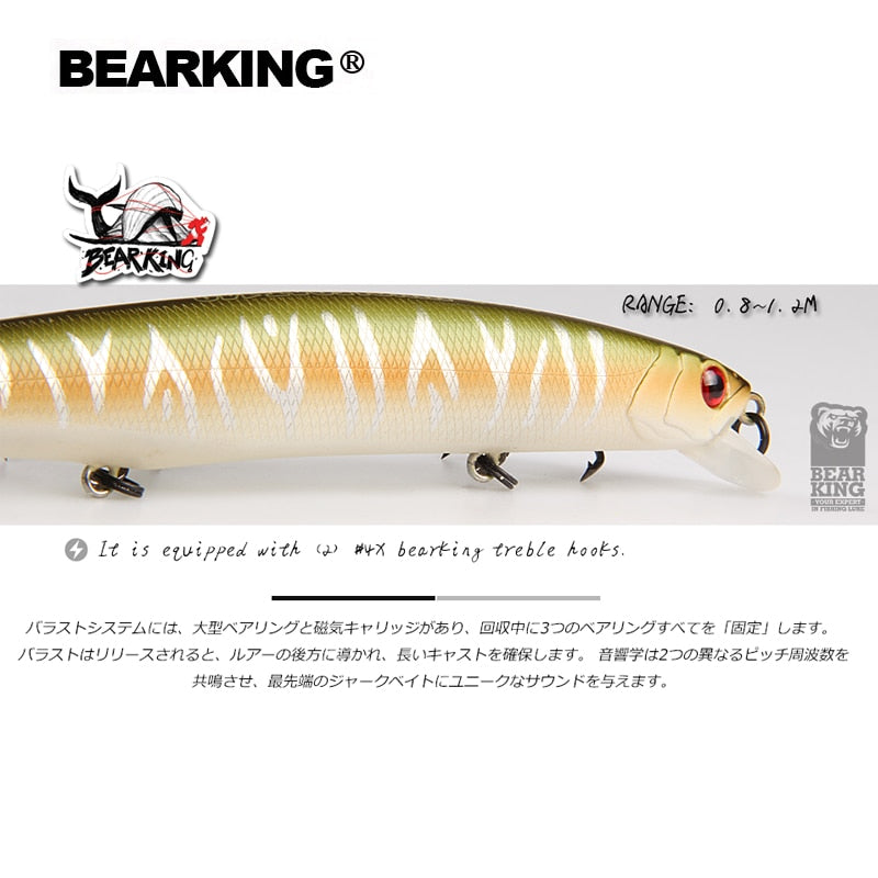 BEARKING 14cm 22g New Hot Fishing Gear Shone Lures Minnow Crank Tungsten Weight System Wobbler Bait Isca Artificial