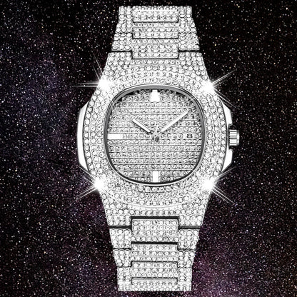New 2021 ICE Out Role Hip Hop Watch Diamond Watch Men Silver Steel Mens Quartz Watches Waterproof Relogio Masculino