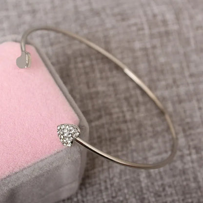 Women Silver Color Rose Gold Bracelet for Female Pulseras Crystal Heart Charm Bracelet Women Bridal Wedding Fine Jewelry