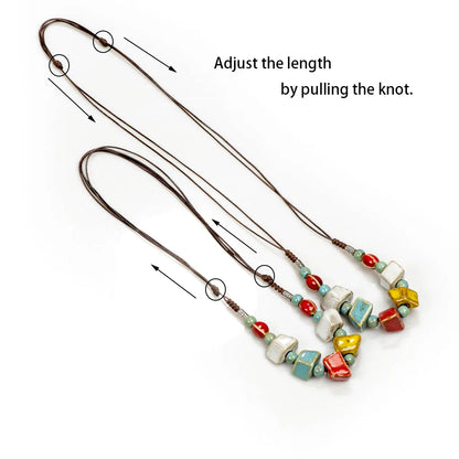 Colorful Irregular Shape Ceramic Beads Neckalce Artware Antique Necklaces & Pendants for Women #FY567