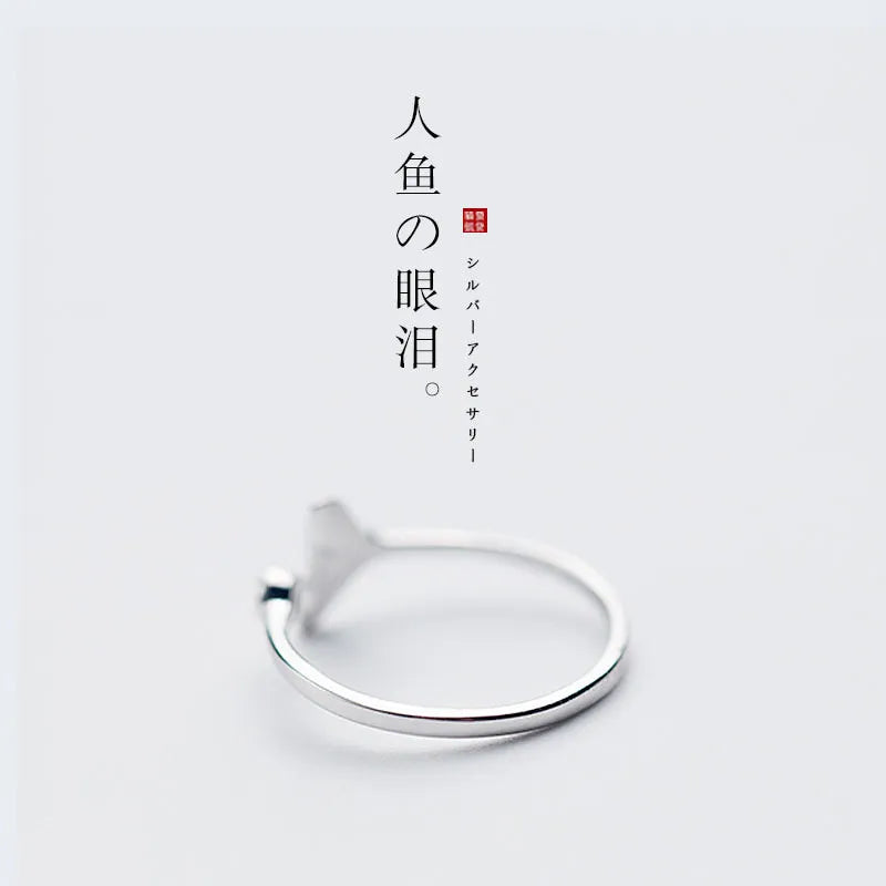 Whale Tail Silver Plated Ring Women Mermaid Tail Rings for Girls Silver Color Mermaid Tear Jewelry Femme