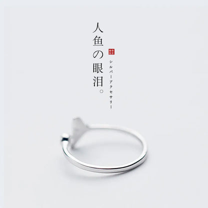 Whale Tail Silver Plated Ring Women Mermaid Tail Rings for Girls Silver Color Mermaid Tear Jewelry Femme