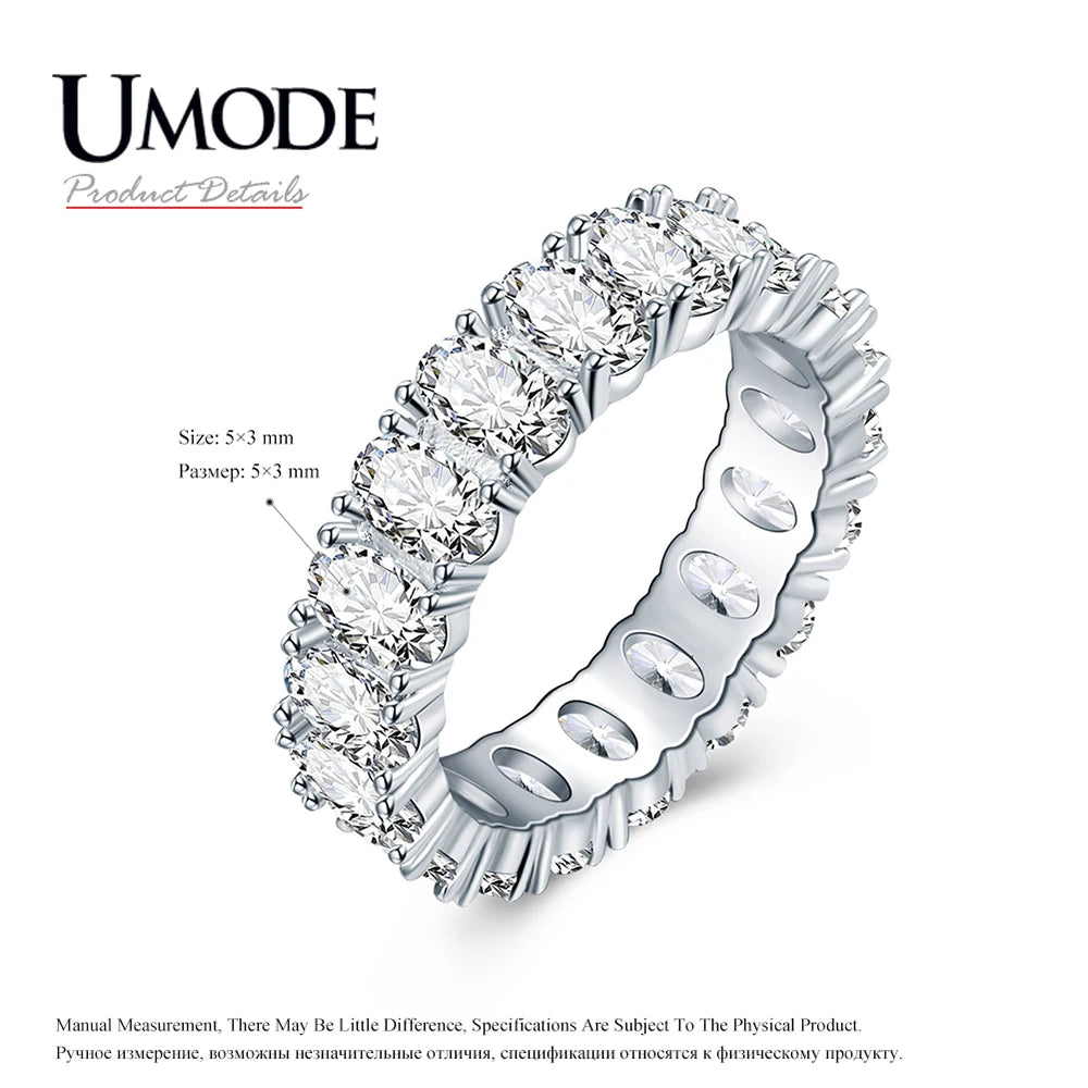 UMODE Eternity Rings for Women Luxury Wedding Bands Cubic Zirconia Femme Girls Couples Jewelry UR0580A