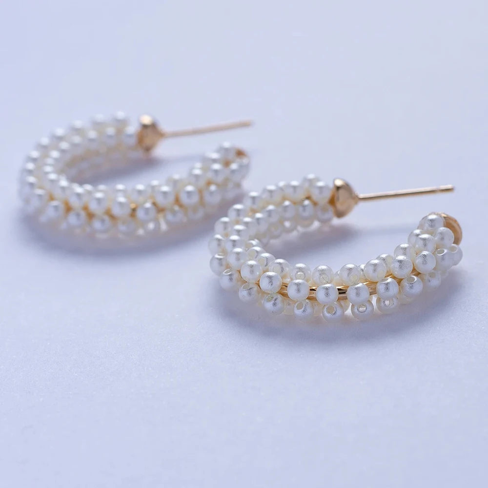 Women Pearl Ear Cuff Earring Bohemian Natural Freshwater Circle Small Clip on Earring  No Piercing Fake Cartilage Earring