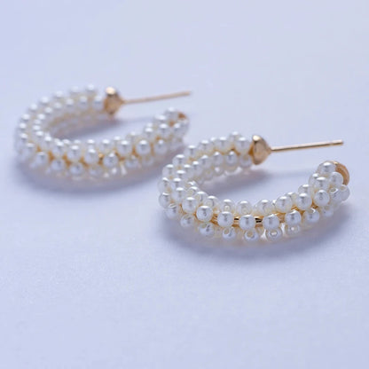 Women Pearl Ear Cuff Earring Bohemian Natural Freshwater Circle Small Clip on Earring  No Piercing Fake Cartilage Earring