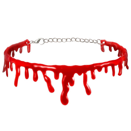 1PC Halloween Fear Blood Drop Necklace Vampire Teeth Red Blood Drip Chokers Halloween Horror Props Party DIY Decorations