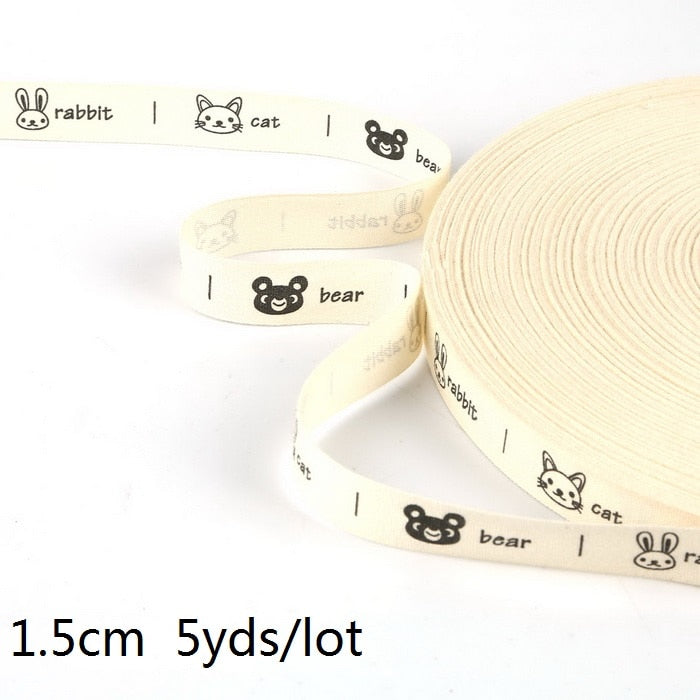 5yards Cartoon Printed Cotton Ribbons Hairbows Christmas Decoration for Home Gif
