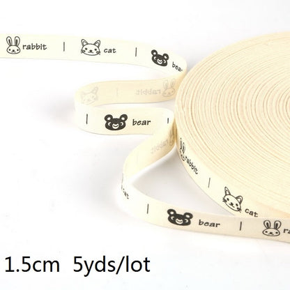 5yards Cartoon Printed Cotton Ribbons Hairbows Christmas Decoration for Home Gif