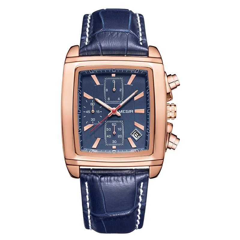 MEGIR New Casual Brand Watches Men Hot Fashion Sport Wristwatch Man Chronograph Leather Watch for Male Luminous Calendar Hour