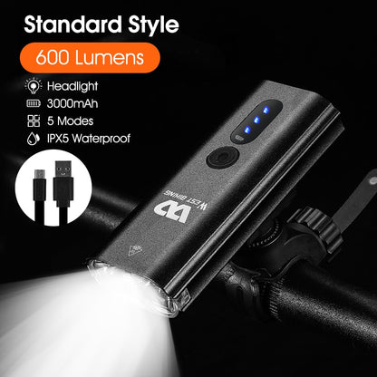 WEST BIKING Bike Front Light Induction Bicycle Bright Light USB Charging Flashlight Cycling Waterproof Torch Bike Headlight